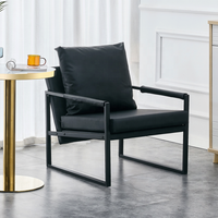 Chaise de canapé en cuir PU du milieu du siècle avec cadre en métal dossier rembourré extra-épais et coussin de siège fauteuils de canapé pour le salon