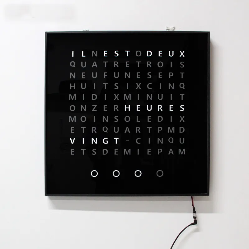 CHEETIE CP37L Oversized Classic LED Black Word Clock Displays Time Using French Words For Clock
