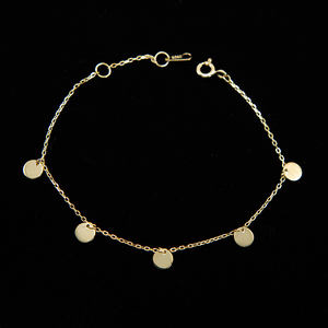 Dijes de disco de 5mm, pulsera ajustable de cadena chapada en oro Real de Plata de Ley 925, listo para enviar, logotipo personalizado - Product Image 5