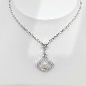 Collar de cadena de lujo con lazo de plata de ley 925 OEM, joyería de moda para mujer, diseño vintage, collares de perlas de agua dulce para mamá. - Product Image 4