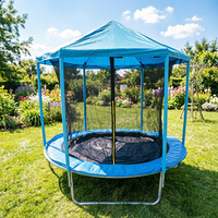 Trampolín Infantil Fácil de Montar para Exteriores con Toldo y Red de Seguridad, Trampolín Divertido para Hacer Ejercicio en el Patio Trasero para Niños de 6 a 12 Pies