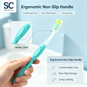 Cepillo <span class=keywords><strong>de</strong></span> Dientes Personalizado Resistente al Calor para Adultos con <span class=keywords><strong>Cuello</strong></span> Transparente y Mango Antideslizante <span class=keywords><strong>de</strong></span> Doble Color - Product Image 3
