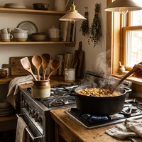 GL Set d'Ustensiles de Cuisine en Bois pour Poêle Antiadhésive, Cuillères et Spatules en Bois, Cuillères à Salade et à Cuisson