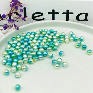 High Gloss Multicolored Round Resin <b>Beads</b> For Jewelry Making 8mm 6mm Non Perforated Imitation Pearl Gradient Bubble <b>Beads</b> - Product Image 1
