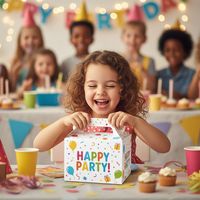 Boîtes à repas écologiques en carton pour enfants avec poignée pour les collations de fête d'anniversaire, les événements scolaires et l'emballage à emporter des restaurants