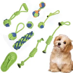Hot Sale Pet Training Interactive Toys Squeaky Cotton Knot Chew Pet Dog Toy 9-piece Set For Dogs Aggressive Chewers