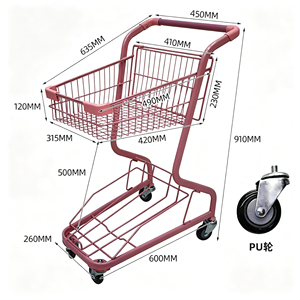Supermarket Shopping Trolley 340L Large Wire <b>Basket</b> Heavy Duty Silent Wheel Retail Warehouse Cart Rolling Use Use Set Kit - Product Image 3