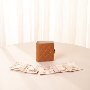 Custom Logo New Arrival A5 Travel Button Premium Leather Loose-Leaf Foldable Jewelry Storage Book <b>Clear</b> Velvet Pouch Ele Queen - Product Image 1