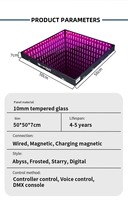 Plancher de danse LED magnétique sans fil en verre trempé 3D, IP65, blanc chaud, avec lumières mobiles et laser pour mariages, fêtes et éclairages de scène