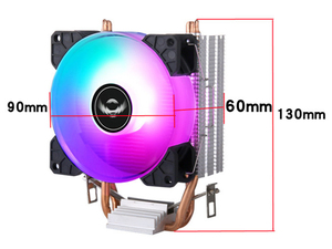 QiuzAim 데스크탑 PC 2 히트 파이프 <span class=keywords><strong>CPU</strong></span> 쿨러 90mm 조용한 냉각 LED 팬 인텔 LGA 1700 1200 115x 방열판 RGB 12V 호환 - Product Image 6