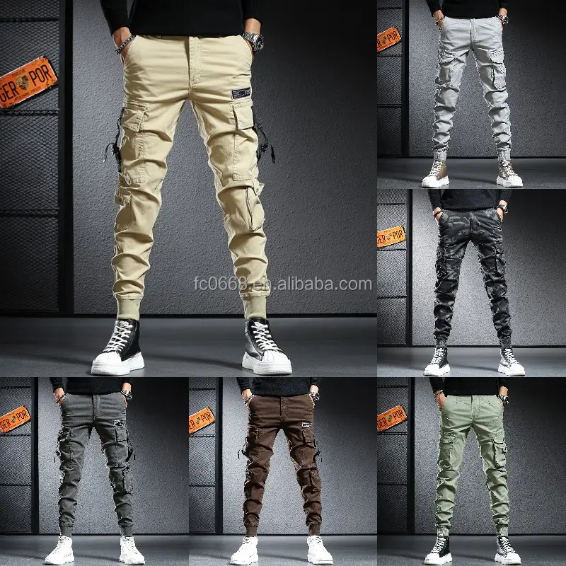 Pantalons pour hommes en coton stretch de fitness de haute qualité Pantalons de jogging à poche de couleur unie Pantalons cargo personnalisés pour hommes