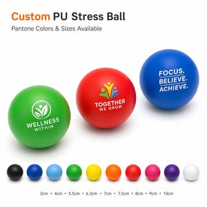 Custom Color Round PU Stress Ball Soft Foam Squeeze Ball for Stress Relief Anxiety Personalized <b>Desk</b> <b>Toy</b> Corporate Giveaway - Product Image 1