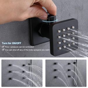 <span class=keywords><strong>Douche</strong></span> de <span class=keywords><strong>plafond</strong></span> à effet pluie noir mat 16 pouces, système de <span class=keywords><strong>douche</strong></span> numérique thermostatique en laiton avec robinet de température à bouton-poussoir - Product Image 5