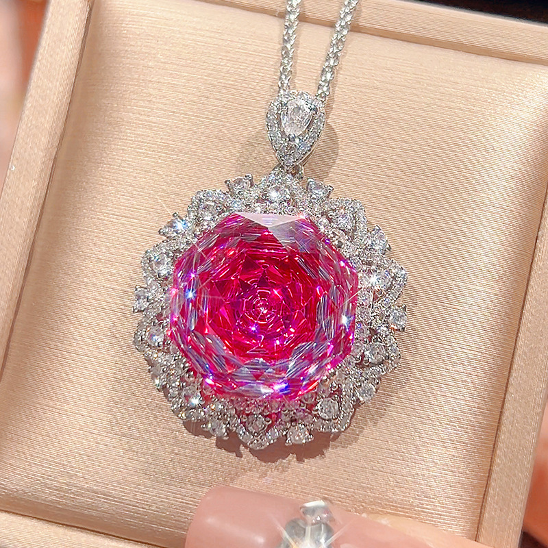 Platinum rose pendant with Chopin chain