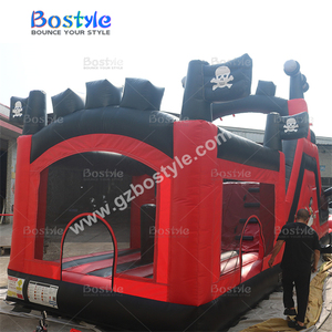 Pirate personnalisé Fun Run jeu gonflable <span class=keywords><strong>de</strong></span> défi d'obstacles noir rouge thème parcours d'obstacles gonflable avec toboggan aquatique - Product Image 4