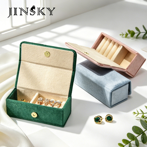 Popular Velvet Pillow Jewelry Box Mini Portable Travel Case for Earrings Rings Wholesale Stock Available - Product Image 2