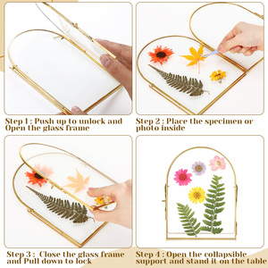 <span class=keywords><strong>Cadre</strong></span> <span class=keywords><strong>photo</strong></span> arqué <span class=keywords><strong>en</strong></span> laiton et <span class=keywords><strong>verre</strong></span>, double vitrage transparent pour fleurs séchées pressées, décoration de table pour la maison - Product Image 6