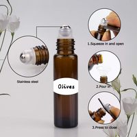Flacon roll-on en verre ambré de 10 ml en gros, personnalisable, prix usine, pour huile de parfum avec bille roulante