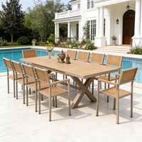 Ensemble de table à manger d'extérieur moderne pour usage hôtelier, structure en aluminium, durable, imperméable, résistant aux UV, garantie 3 ans, patio, jardin