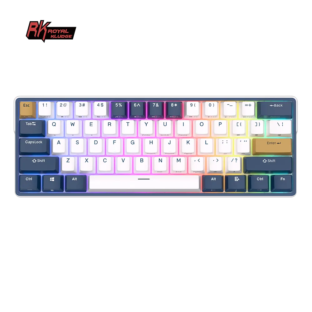 Royal Kludge RK61 Plus 60% mechanical keyboard diy keycaps hot swap three mode rgb led light 2.4g wireless gaming keyboard