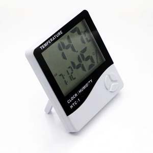 MHK48 Indoor Room LCD Electronic Temperature Humidity Meter Digital Thermometer Hygrometer Weather Station Alarm <strong>Clock</strong> HTC-1 - Product Image 2