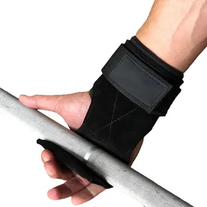 MKAS Weightlifting Exercise Cowhide Pull Up Leather Weight Gloves Heavy Duty Barbell Gymnastics Straps Hand Grips