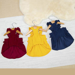 Robe mignonne pour chien avec nœud, jupe sans manches à volants avec anneau en D pour petits chiens et chats, vêtements pour animaux de compagnie printemps-été - Product Image 3