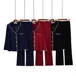 Nuovo Stile Primavera-Estate: Set Loungewear con Colletto a Risvolto in Modal, Maniche Lunghe e Pantaloni Lunghi per <span class=keywords><strong>Uomo</strong></span> e Donna, <span class=keywords><strong>Pigiama</strong></span> per Coppie - Product Image 1