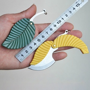 Mini Pocket Folding Green and Gold Leaf Shape <b>Camping</b> Knife - Product Image 1