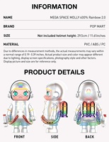 POPMART MEGA SPACE MOLLY 400% Rainbow 2.0 Figurines d'action d'anime authentiques, boîte mystère à collectionner, décoration de maison, cadeau
