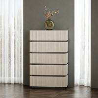 Ensemble de chambre à coucher moderne de luxe, lit king size, tête de lit LED, mobilier complet en bois pour chambre principale d'hôtel ou de maison