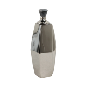 Vaso geometrico in metallo con tappo in pietra, decorazione moderna da tavolo per soggiorno, camera da letto, ufficio - Product Image 2