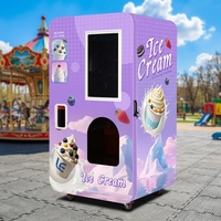 Distributeur automatique de crème glacée molle, 6 sorties, écran tactile 21 pouces, paiement multiple, kiosque de desserts en libre-service pour centre commercial, bureau