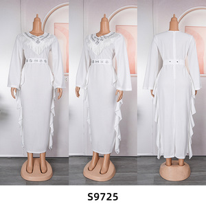 Robes <span class=keywords><strong>de</strong></span> soirée pour femmes S9725, dernier design, robes longues à manches longues, col en V, broderie à franges, <span class=keywords><strong>robe</strong></span> en mousseline avec ceinture - Product Image 6