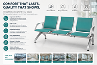 Chaise d'attente moderne en métal avec siège en cuir pour aéroport, centre commercial, école, hôpital, parc - Utilisation extérieure durable et confortable