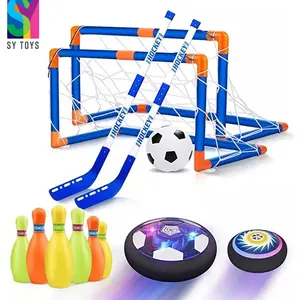 SY Sportspiel zeug Bowling Golf Fußball Volleyball Hockey Ball Kinderspiele 3 IN 1 Hover Hockey Bowling Ball Set Kunststoff Hockey Set