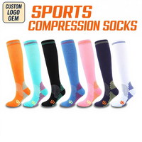 Chaussettes de compression personnalisées avec logo OEM, hauteur genou, soutien gradué, antidérapantes, pour la course à pied, le cyclisme, les activités sportives, pour hommes et femmes