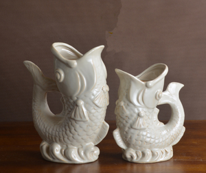 Sculptures de poissons uniques en céramique, pot en forme de poisson émaillé bleu craquelé et usé, pot à cactus, jardinière pour plantes, <span class=keywords><strong>vase</strong></span> - Product Image 3