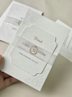Invitaciones de Boda Personalizadas en Papel de Algodón con Relieve 3D, Papel y Cartulina Premium, Impresión de Logotipo Personalizado, Modelo 465