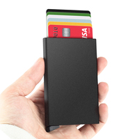 Dompet RFID Pintar Minimalis Aluminium Lipat dengan Logo Kustom Gaya Murah untuk Pria, Tempat Kartu