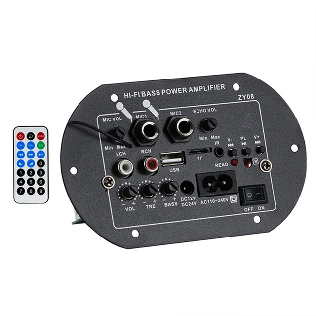 A37T-12V 24V 220V HIFI Bass Power Amplifier Board With USB Player Module Dual Microphones for Audiophiles