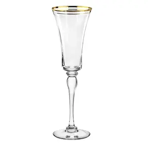 Großhandel Gold Band Design Weinglas Set Champagner gläser Elegante Glaswaren und Stemware