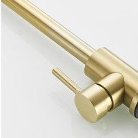 Robinet de cuisine en acier inoxydable 304 pour le commerce extérieur transfrontalier, finition or brossé, bec large, moderne et minimaliste, en céramique