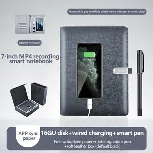 Layar A5 iklan MP4 Player Smart Notebook buku harian baru Powerbank Agenda dengan USB produk Driver Video LCD 7 inci
