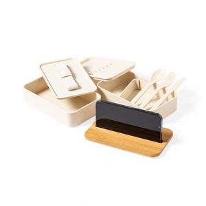 Promotional Eco 1400Ml 2 <b>Compartments</b> Grade Uv Printed Phone Holder Bamboo Lid Pp <b>Lunch</b> <b>Box</b> Office Home Kitchen Food - Product Image 4