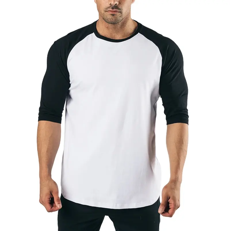 Camiseta de manga raglán para hombre, camisa de fabricación China con estampado personalizado, 3/4, 6040