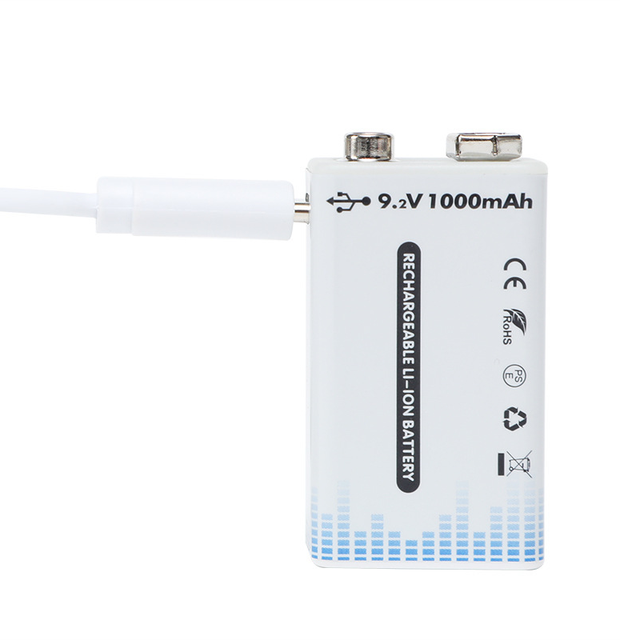 9v 1000mah Lithium Rechargeable USB Battery for Electronic Devices
