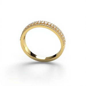 18K 14K Gold Plated <b>Thick</b> Band Round Brilliant Cut CVD Diamond <b>Ring</b> Double Band Micro Pave Diamond Engagement <b>Ring</b> Eternity <b>Ring</b> - Product Image 2