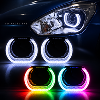Feux de jour LED Angel Eyes RGB 5D en cristal, contrôle par application pour personnalisation des phares de voiture, vente en gros directe d'usine