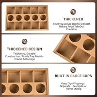 Boîte de présentation en papier kraft en gros avec couvercle, compartiment pour coupes de sauce, plateau à collations avec séparations pour pique-nique, fête et traiteur